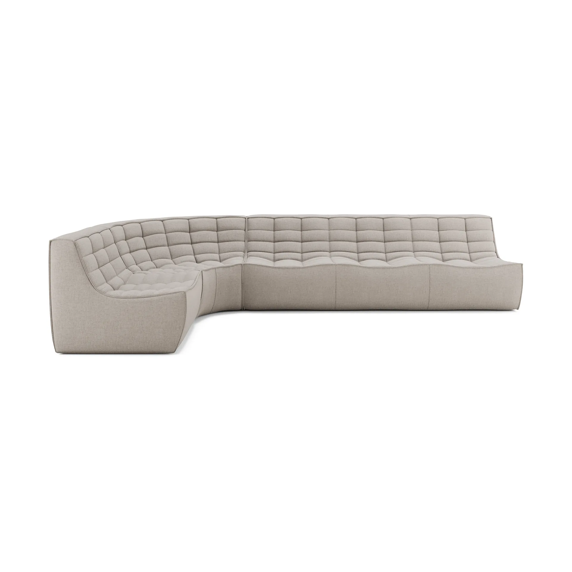 Sofá esquinero modular N701 esquina redondeada, tela Ecru Beige, 301x171 cm,  Ethnicraft