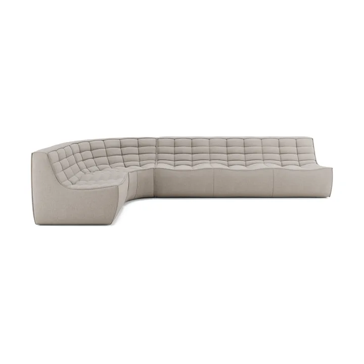 Sofá esquinero modular N701 esquina redondeada, tela Ecru Beige, 301x171 cm - Ethnicraft