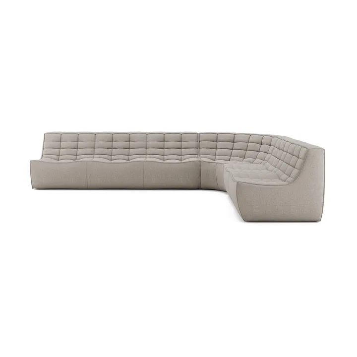 Sofá esquinero modular N701 esquina redondeada, tela Ecru beige, 330x260 cm - Ethnicraft