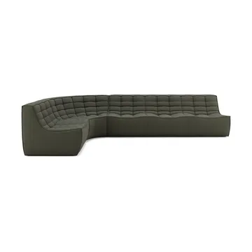 Sofá esquinero modular N701 esquina redondeada, tela Moss Eco, 301x171 cm - Ethnicraft