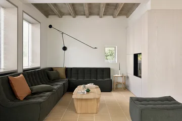 Sofá esquinero modular N701 esquina redondeada, tela Moss Eco, 301x171 cm - Ethnicraft