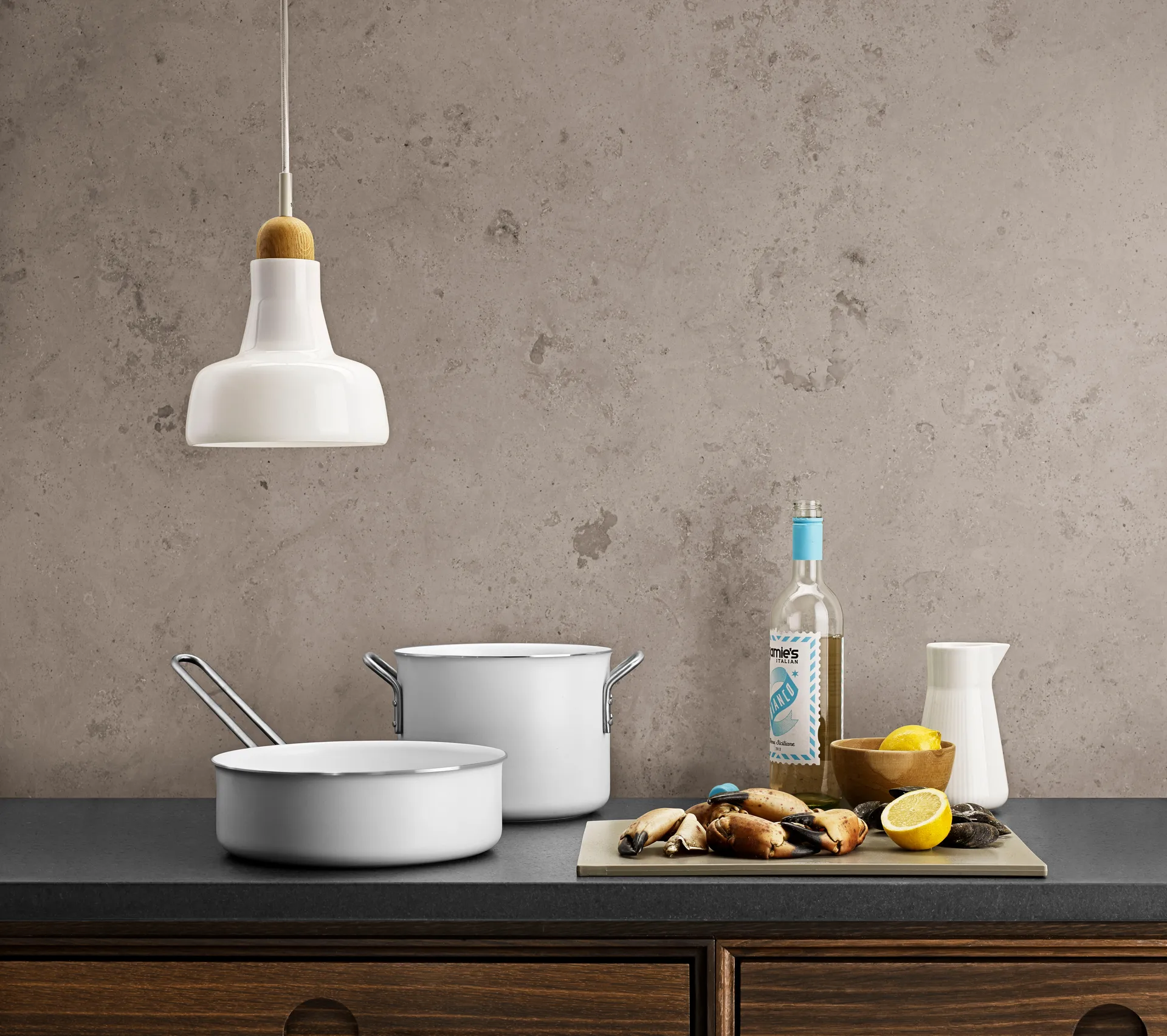 Olla cerámica Eva Trio White Line Slip-Let, 7 L Eva Solo