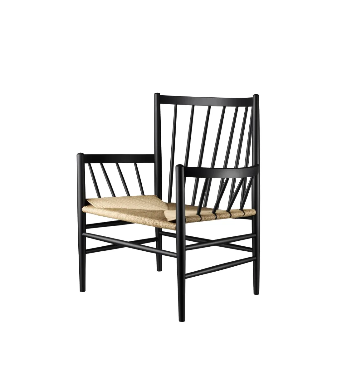 Butaca J82, Beech black painted-nature FDB Møbler