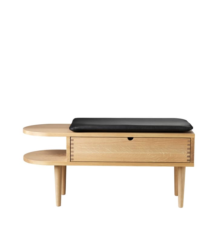 Cojín para asiento R6 Radius 33x65 cm, Black leather FDB Møbler