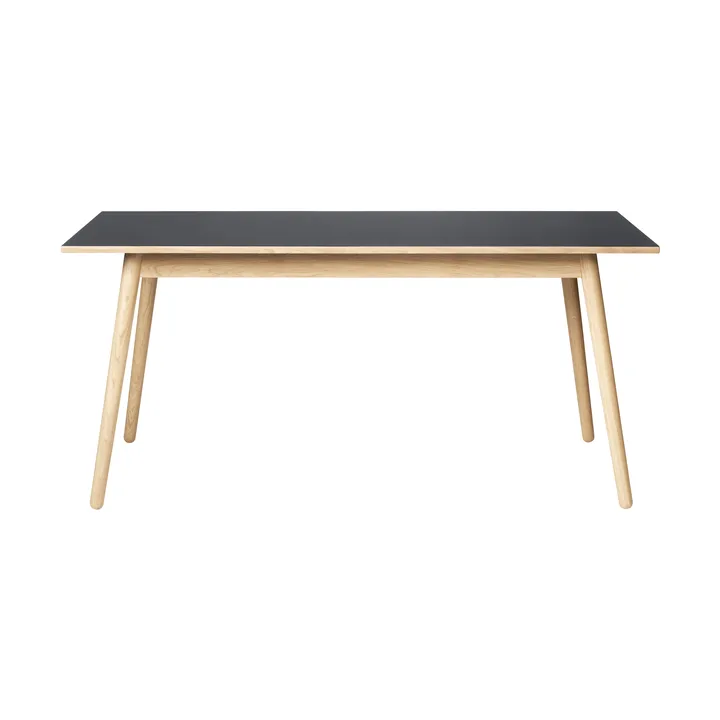 Mesa de comedor C35B 82x160 cm - Linóleo negro-roble natural con barniz al agua - FDB Møbler