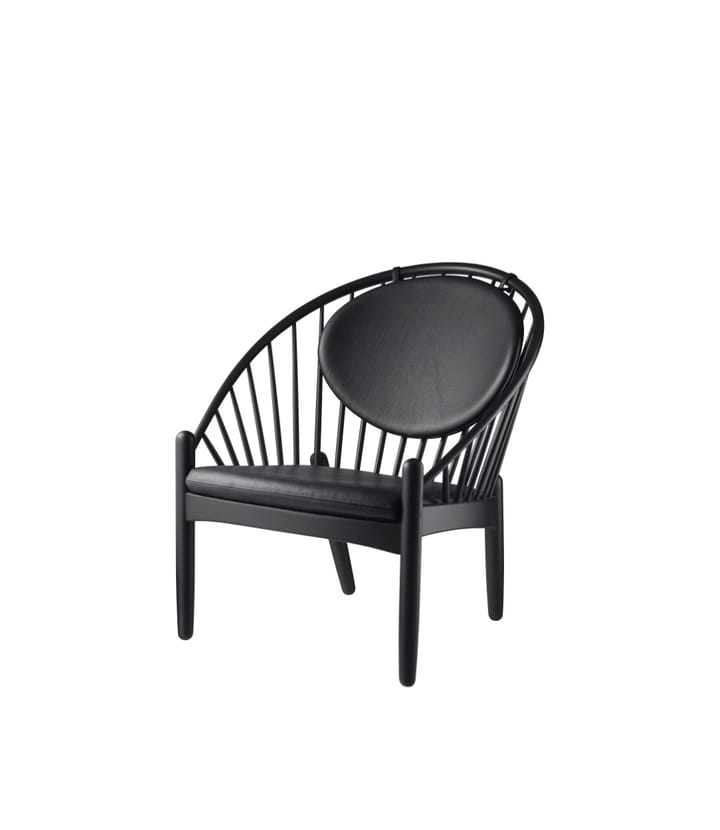 Silla J166 Jørna, Oak black painted-black leather FDB Møbler