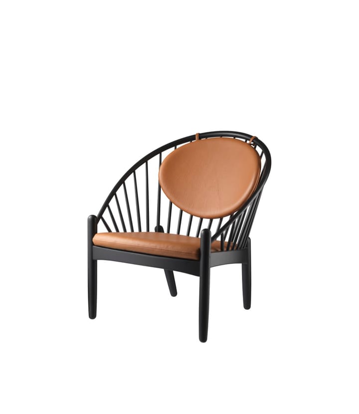 Silla J166 Jørna, Oak black painted-cognac leather FDB Møbler