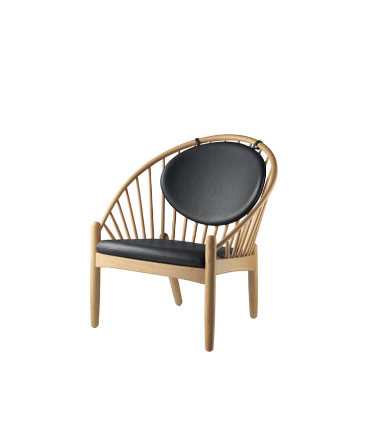 Silla J166 Jørna, Oak nature lacquered-black leather FDB Møbler