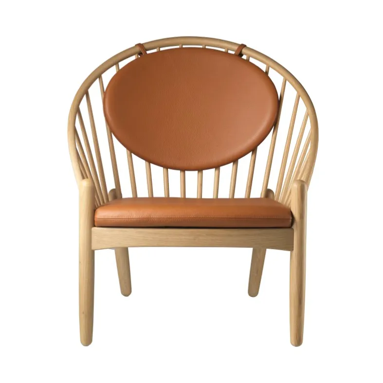 Silla J166 Jørna, Oak nature lacquered-cognac leather FDB Møbler