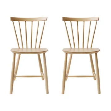 Silla J46, Haya natural lacada, pack de 2 - FDB Møbler