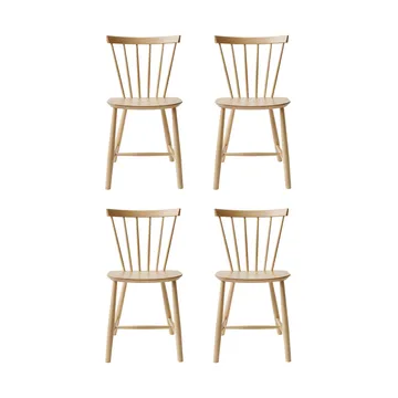 Silla J46, Haya natural lacada, pack de 4 - FDB Møbler