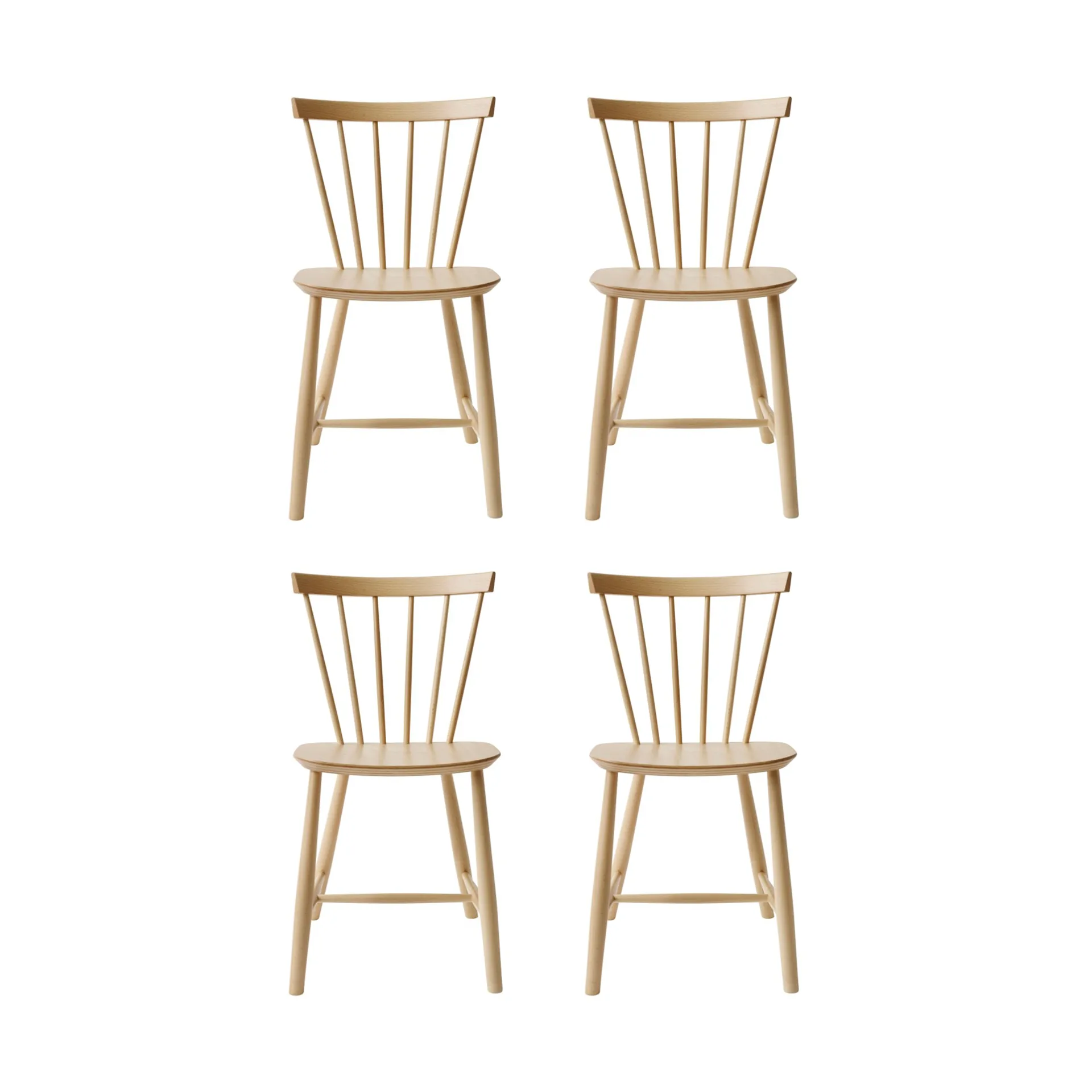 Silla J46, Haya natural lacada, pack de 4 FDB Møbler