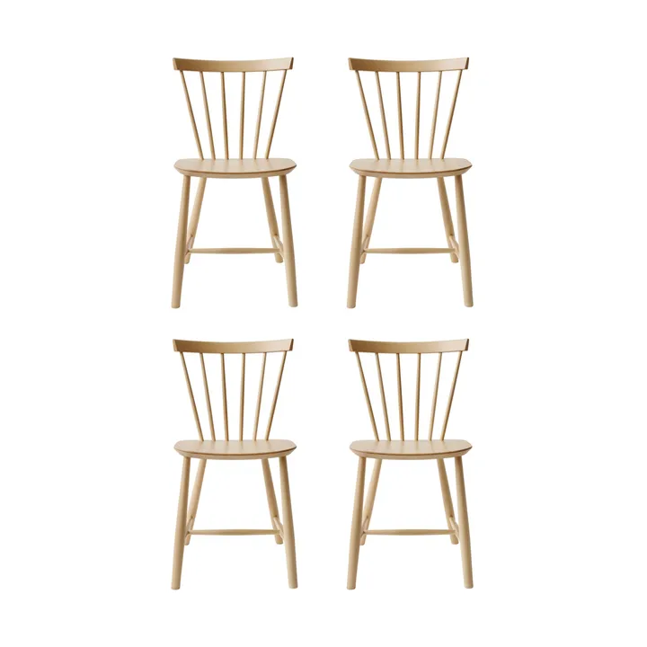 Silla J46, Haya natural lacada, pack de 4 - FDB Møbler
