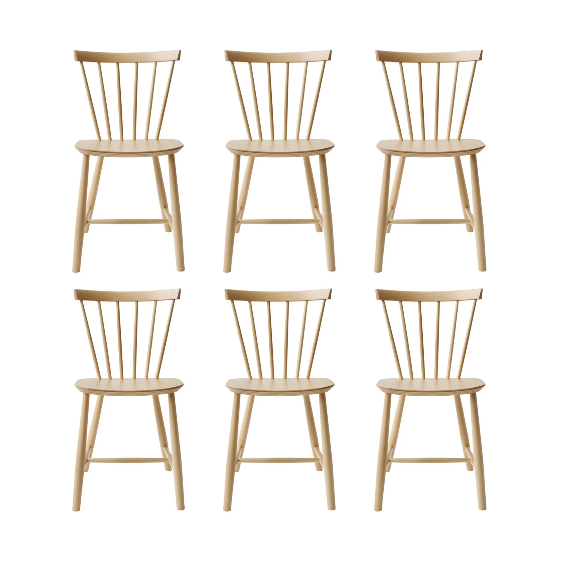 Silla J46, Haya natural lacada, pack de 6,  FDB Møbler