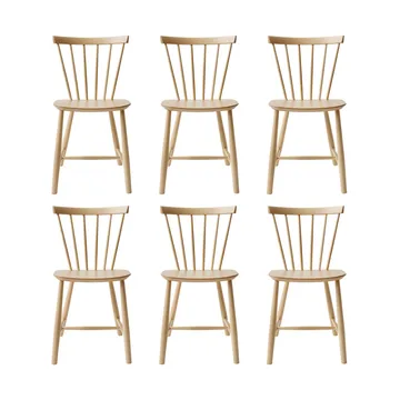 Silla J46, Haya natural lacada, pack de 6 - FDB Møbler