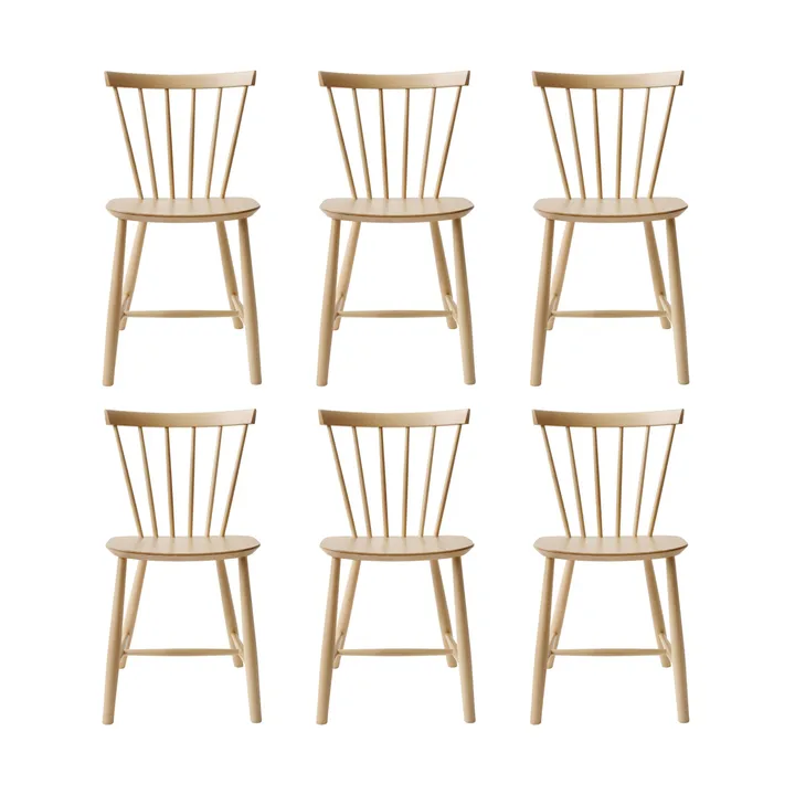 Silla J46, Haya natural lacada, pack de 6 - FDB Møbler