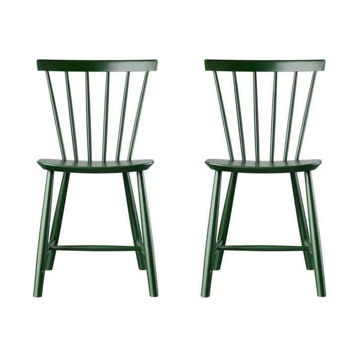 Silla J46, Haya pintada bottle green, pack de 2 - FDB Møbler