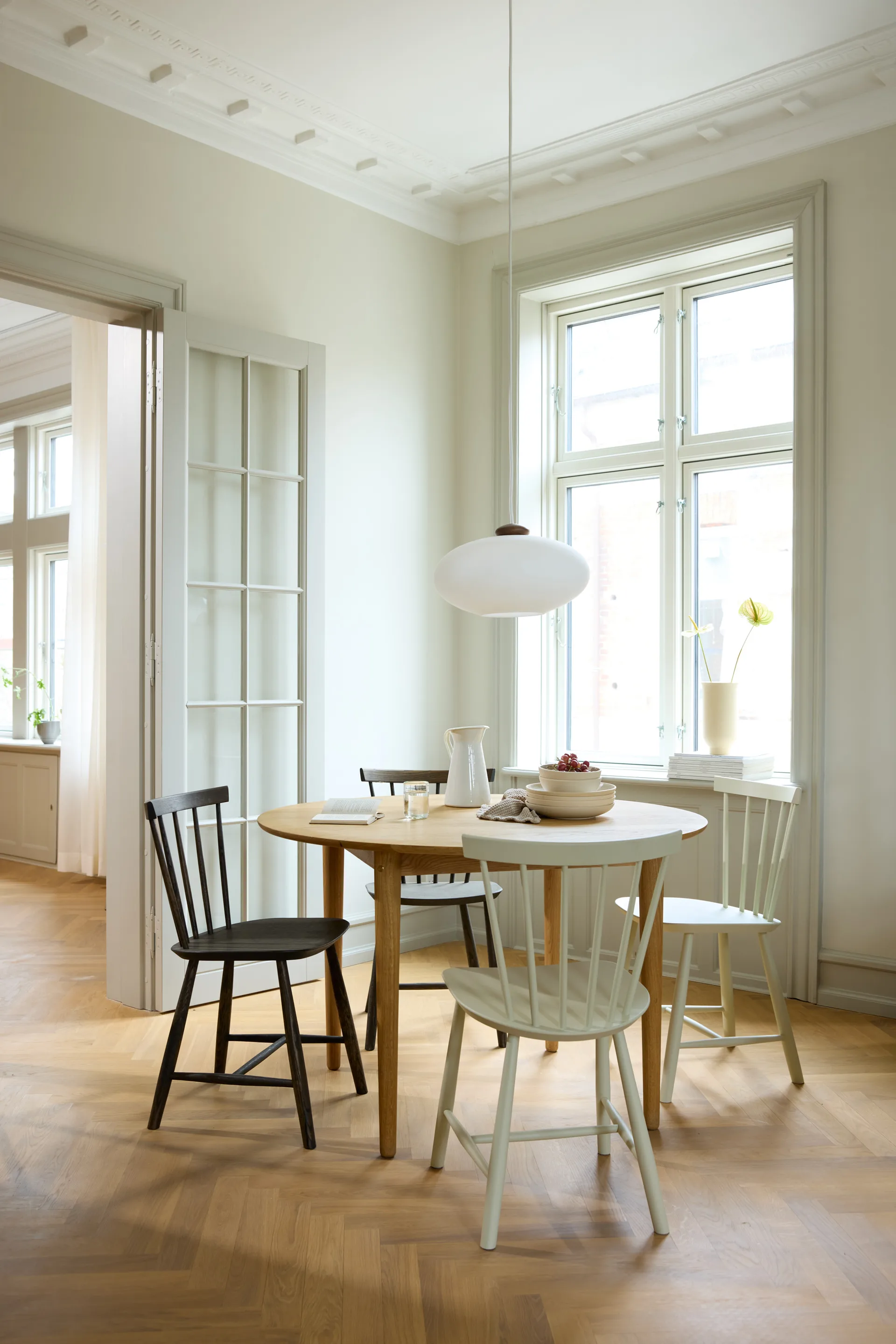 Silla J46, Haya pintada bottle green, pack de 4,  FDB Møbler