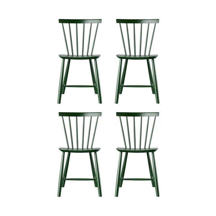Silla J46, Haya pintada bottle green, pack de 4 - FDB Møbler