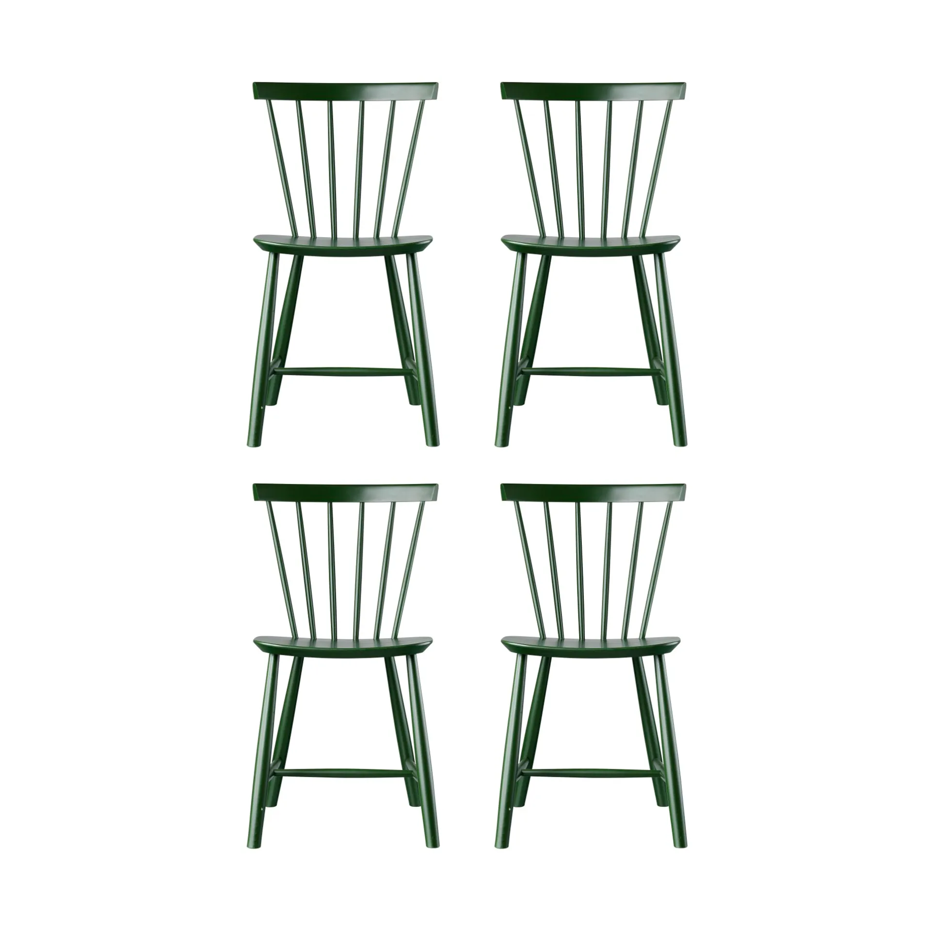 Silla J46, Haya pintada bottle green, pack de 4 FDB Møbler