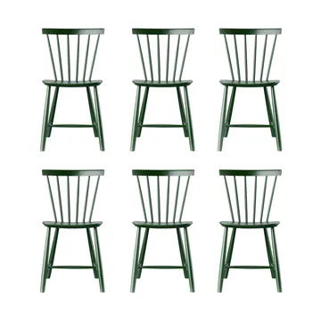 Silla J46, Haya pintada bottle green, pack de 6 - FDB Møbler