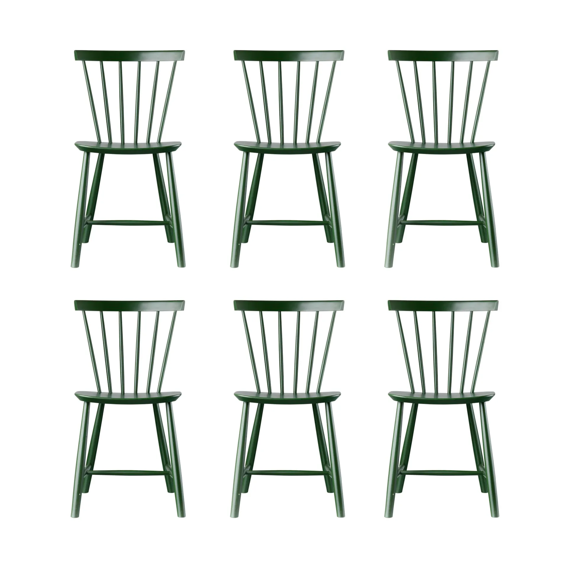 Silla J46, Haya pintada bottle green, pack de 6 FDB Møbler