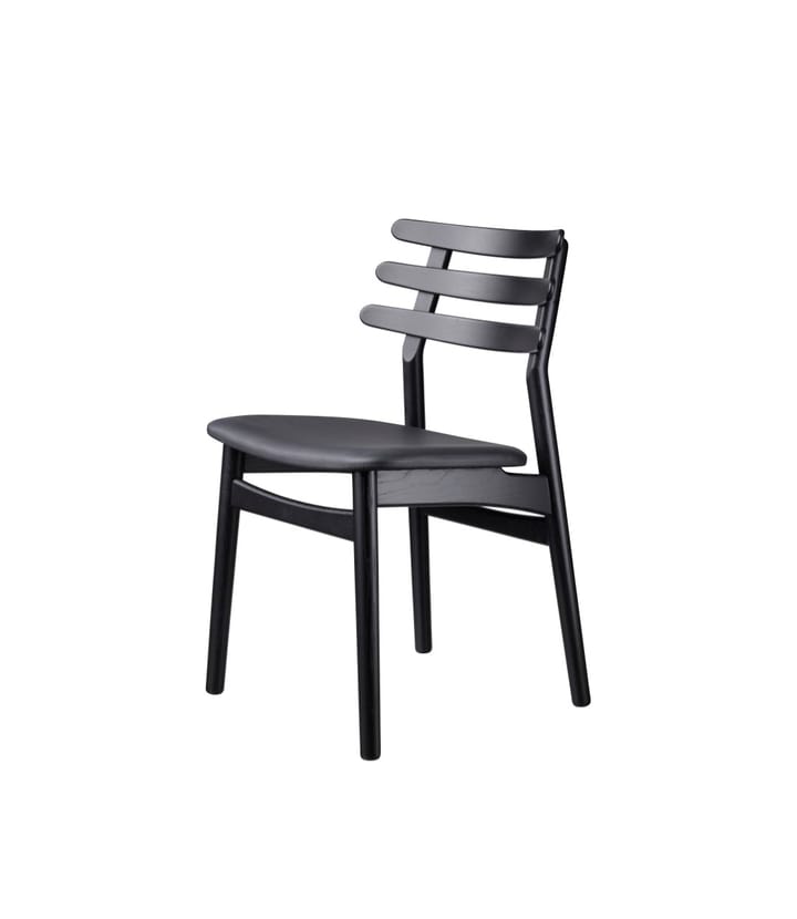 Silla J48, Oak black painted-black leather FDB Møbler