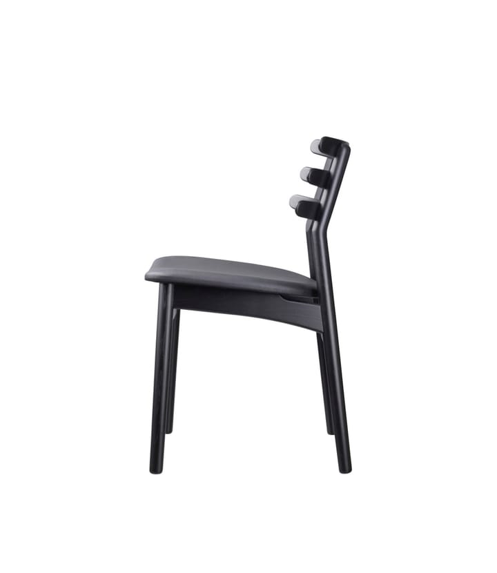 Silla J48, Oak black painted-black leather FDB Møbler