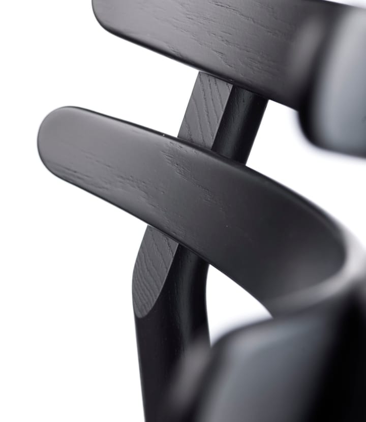 Silla J48, Oak black painted-black leather FDB Møbler