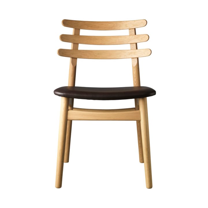 Silla J48 - Oak nature lacquered-dark brown leather - FDB Møbler