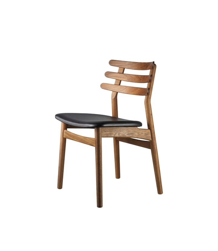 Silla J48, Smoked oak nature lacquered-black leather FDB Møbler
