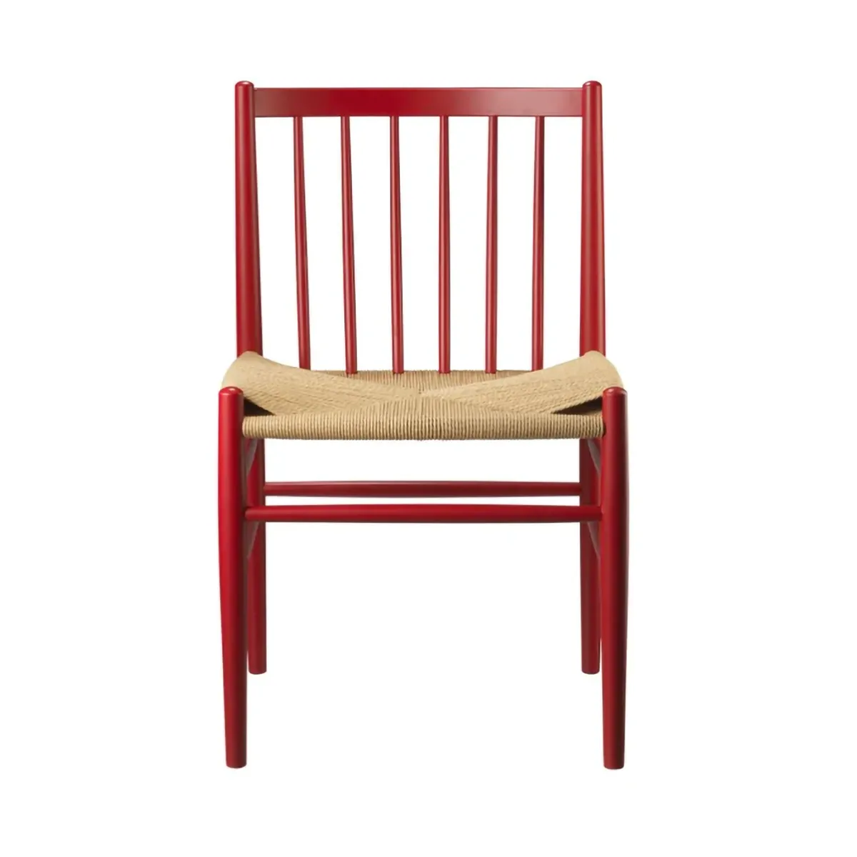 Silla J80, Beech-paper cord rojo rubí FDB Møbler