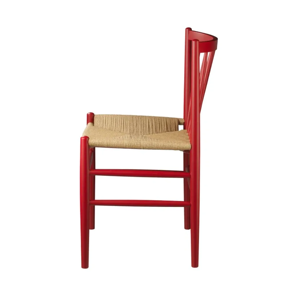 Silla J80, Beech-paper cord rojo rubí FDB Møbler