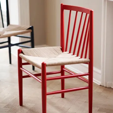 Silla J80 - Beech-paper cord rojo rubí - FDB Møbler