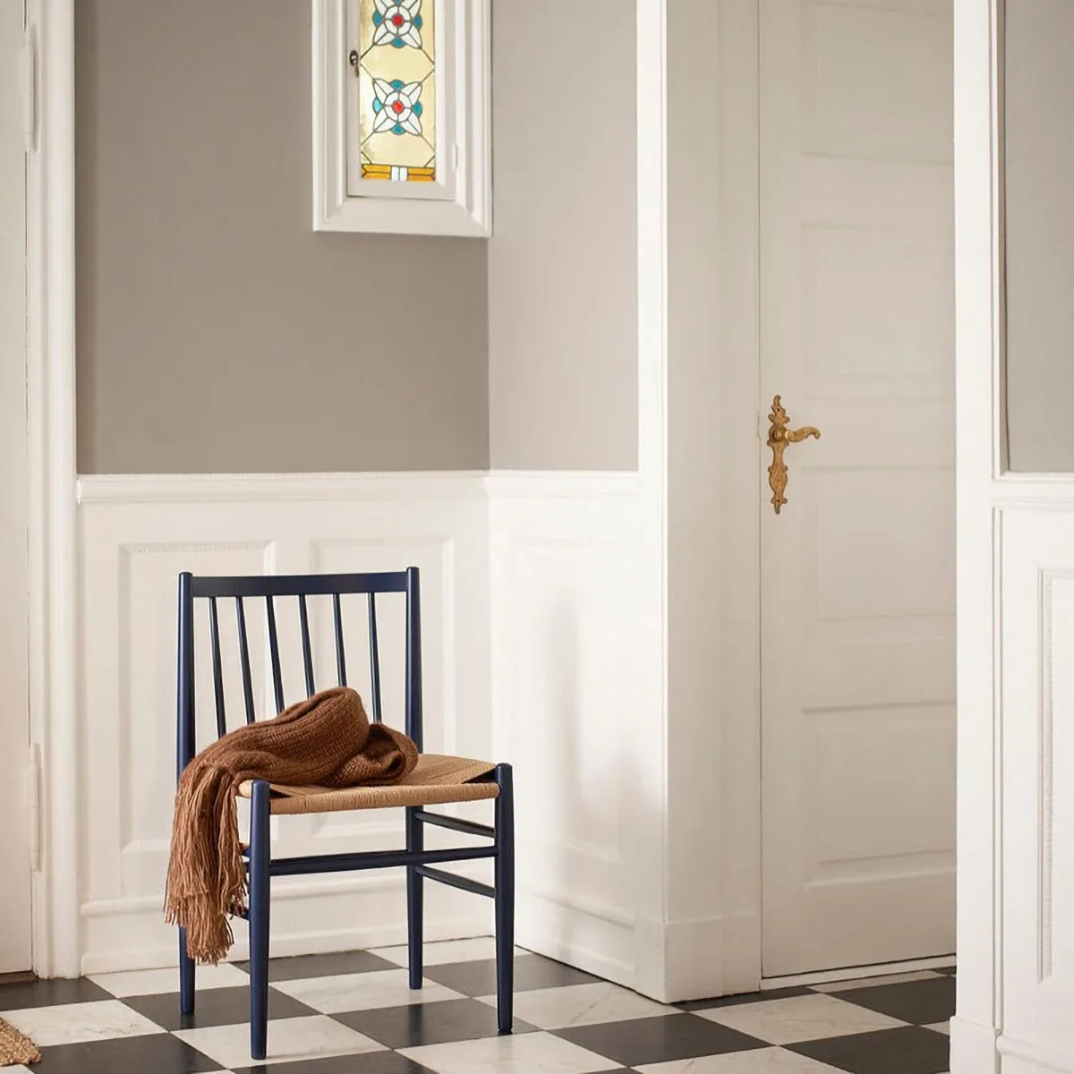 Silla J80, Steel blue haya-cuerda de papel FDB Møbler