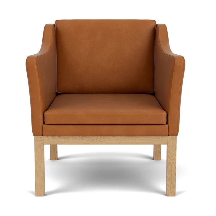 Sillón con reposabrazos L46 MK155 easy chair - Roble lacado-cuero cognac - FDB Møbler