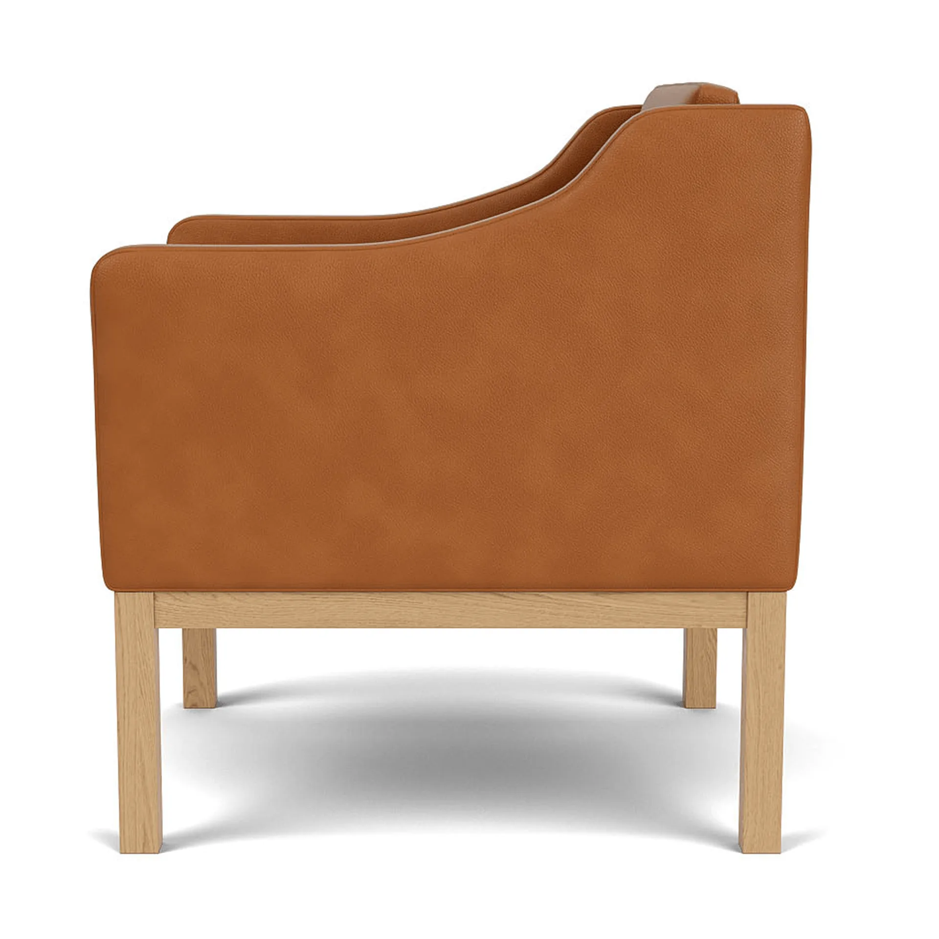 Sillón con reposabrazos L46 MK155 easy chair, Roble lacado-cuero cognac FDB Møbler