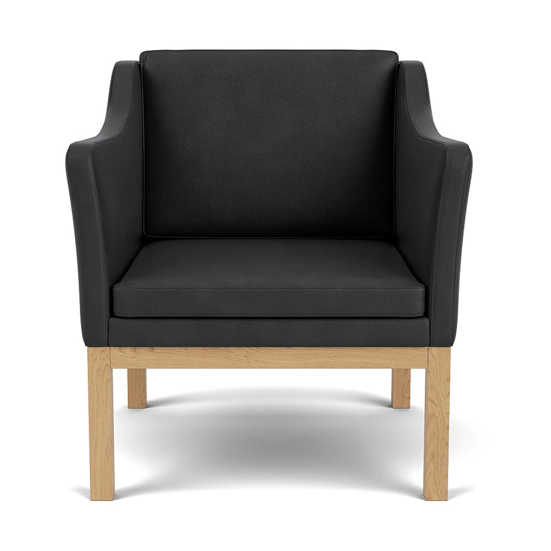 Sillón con reposabrazos L46 MK155 easy chair, Roble lacado-cuero negro FDB Møbler