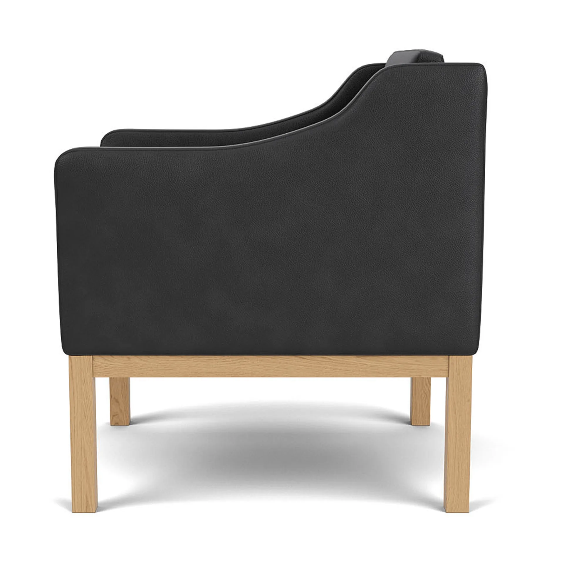 Sillón con reposabrazos L46 MK155 easy chair, Roble lacado-cuero negro FDB Møbler