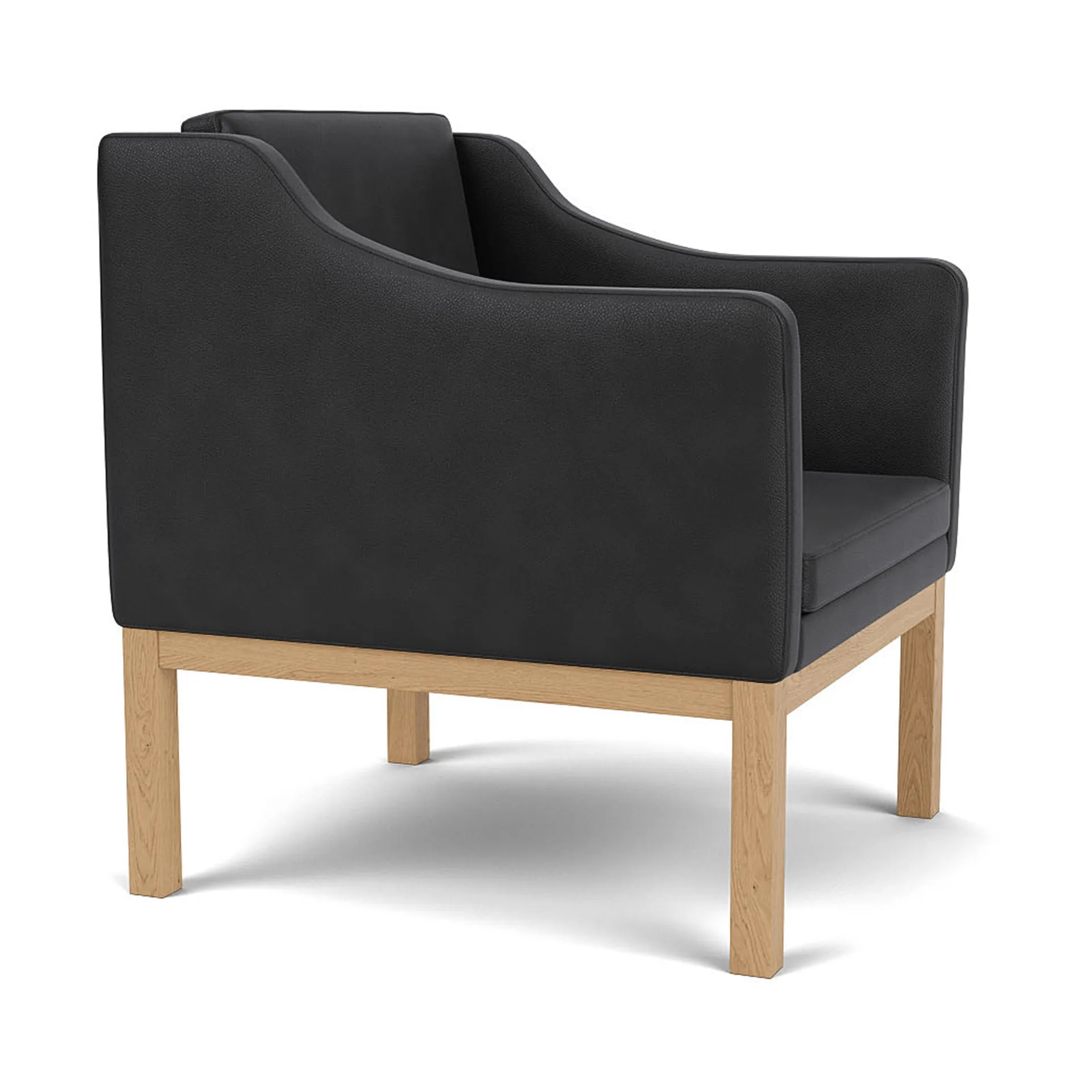 Sillón con reposabrazos L46 MK155 easy chair, Roble lacado-cuero negro FDB Møbler
