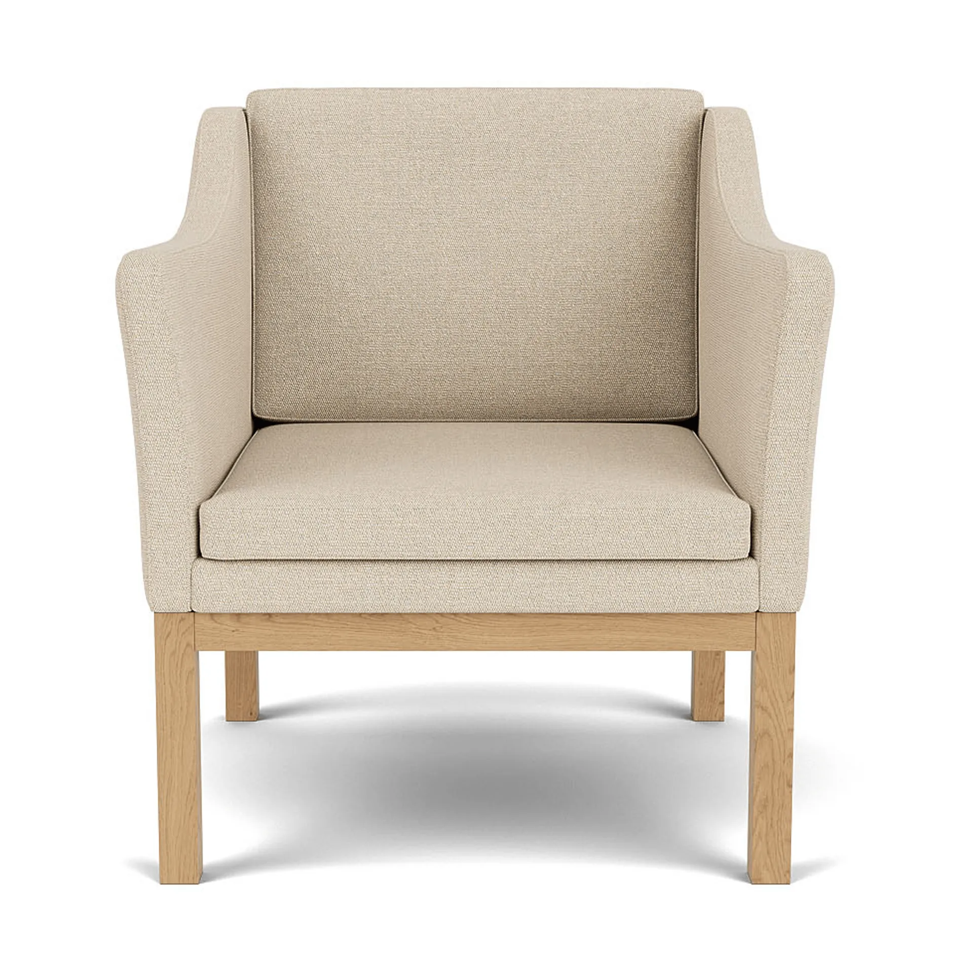 Sillón con reposabrazos L46 MK155 easy chair, Roble lacado-tela beige FDB Møbler