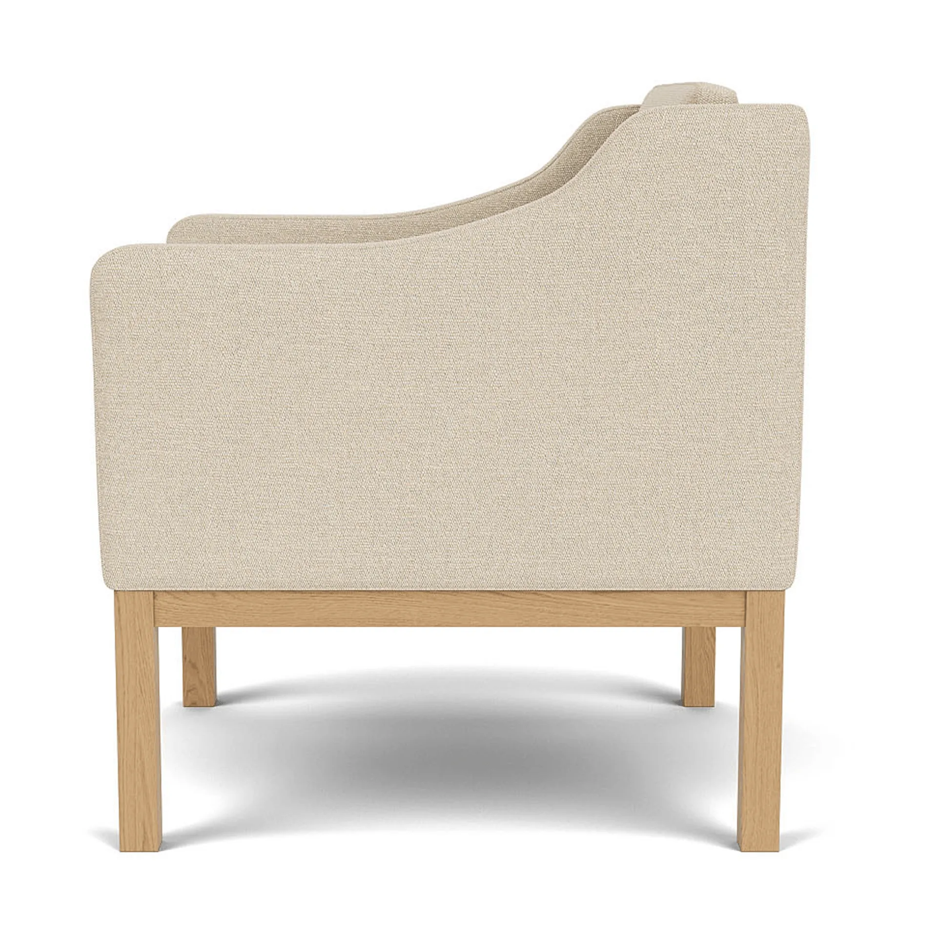 Sillón con reposabrazos L46 MK155 easy chair, Roble lacado-tela beige FDB Møbler
