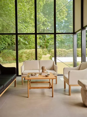 Sillón con reposabrazos L46 MK155 easy chair - Roble lacado-tela beige - FDB Møbler