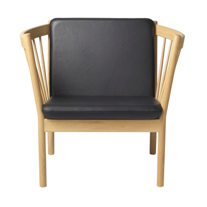Sillón J146 - Oak nature lacquered-black leather - FDB Møbler