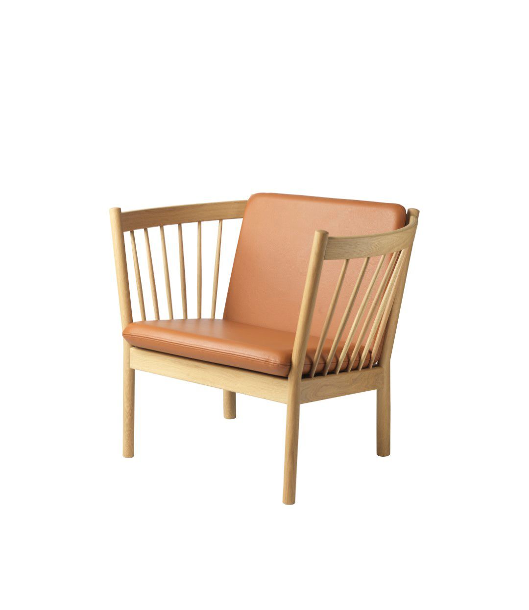Sillón J146, Oak nature lacquered-cognac leather FDB Møbler