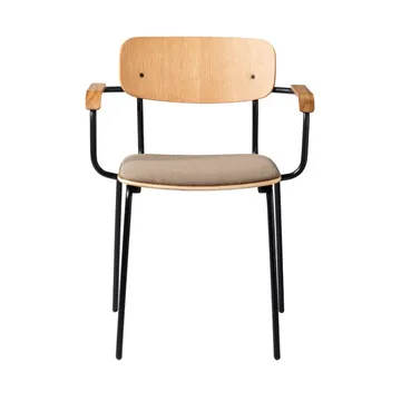 Sillón J183 Holmen con reposabrazos - Chapa de roble-patas negras-topo - FDB Møbler