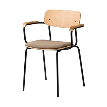 Sillón J183 Holmen con reposabrazos - Chapa de roble-patas negras-topo - FDB Møbler