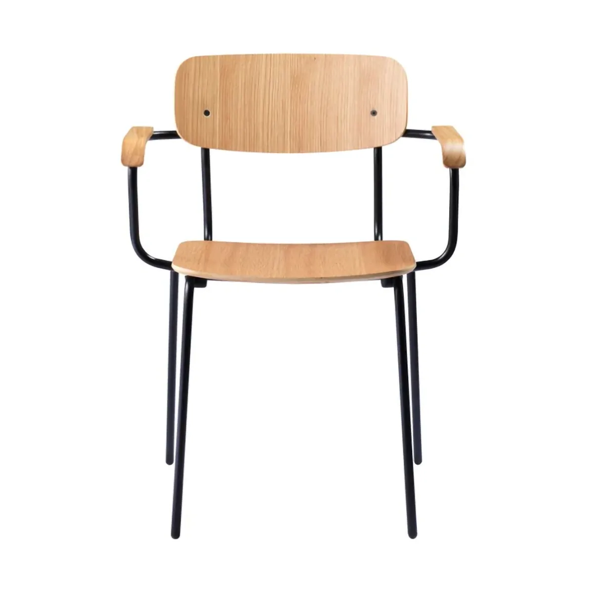 Sillón J183 Holmen con reposabrazos, Chapa de roble-patas negras FDB Møbler