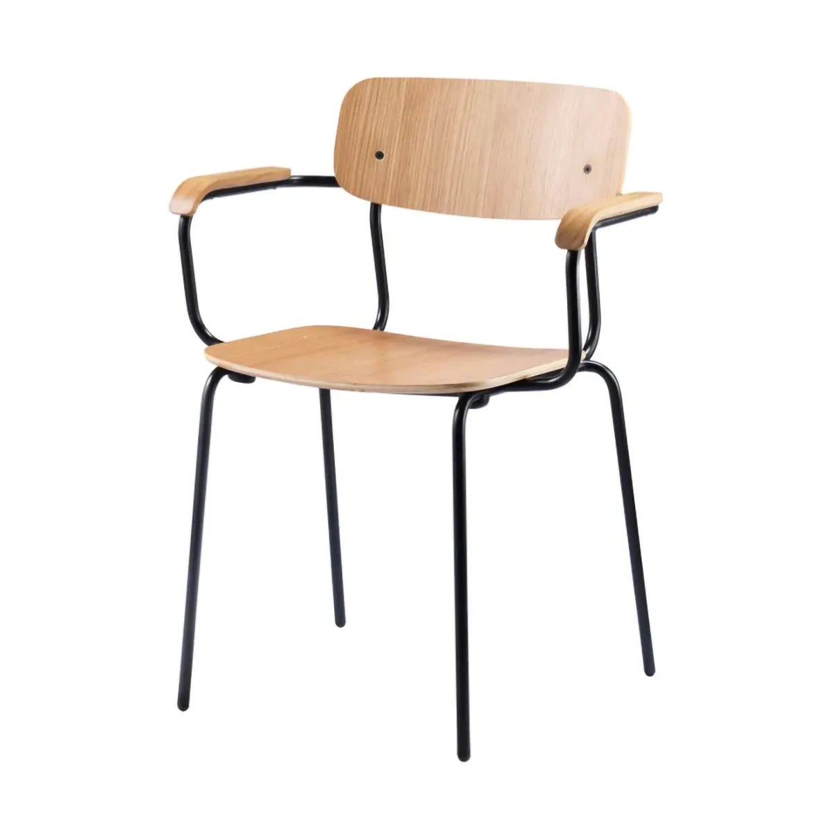 Sillón J183 Holmen con reposabrazos, Chapa de roble-patas negras FDB Møbler