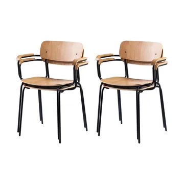 Sillón J183 Holmen con reposabrazos, pack de 4 - Chapa de roble-patas negras - FDB Møbler